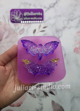 Load image into Gallery viewer, Druzy Moth and Bat Wings Hair Clips Silicone Mold for Resin