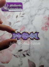 Load image into Gallery viewer, 3 inch Druzy MOON PHASE Hair Clips Silicone Mold for Resin