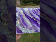 Load and play video in Gallery viewer, 6x6 inch Canvas Resin Geode Art in Amethyst