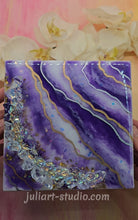 Load image into Gallery viewer, 6x6 inch Canvas Resin Geode Art in Amethyst