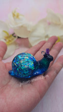 Load image into Gallery viewer, ONE Large Resin Snail with Irredescent Shell (in Saphire/Green/ Purple)