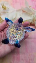 Load image into Gallery viewer, 4.2 inch Resin Crystal Sea Turtle in Saphire/Deep Purple with Irredescent Shell