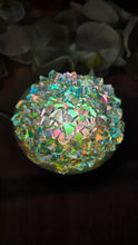 Load image into Gallery viewer, 4 inch Resin Crystal Dahlia LED Light - in Blue Irredescent