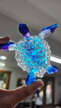 Load image into Gallery viewer, 4.2 inch Resin Crystal Sea Turtle in Saphire/Deep Purple with Irredescent Shell