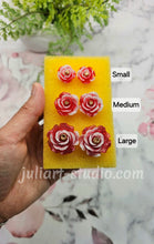 Load image into Gallery viewer, Small/ Medium/ Large 3D Rose Earrings Silicone Mold for Resin