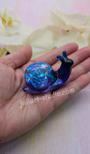 Load image into Gallery viewer, ONE Large Resin Snail with Irredescent Shell (in Blue/Purple body)