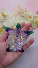 Load image into Gallery viewer, 4.2 inch Resin Crystal Sea Turtle in Green/Purple with Irredescent Shell