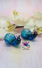 Load image into Gallery viewer, ONE Large Resin Snail with Irredescent Shell (in Saphire/Green/ Purple)