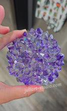 Load image into Gallery viewer, 4 inch Resin Crystal Dahlia - in Amethyst (Including LED Light Base)