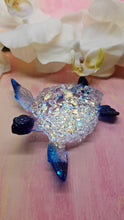 Load image into Gallery viewer, 4.2 inch Resin Crystal Sea Turtle in Saphire/Deep Purple with Irredescent Shell