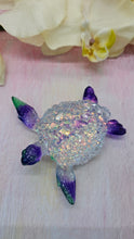 Load image into Gallery viewer, 4.2 inch Resin Crystal Sea Turtle in Green/Purple with Irredescent Shell