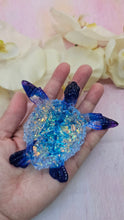 Load image into Gallery viewer, 4.2 inch Resin Crystal Sea Turtle in Saphire/Purple with Irredescent Shell