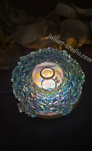 Load image into Gallery viewer, 4.2 inch Resin Crystal Tealight Holder in Saphire color (including LED Light Base and LED Tealight)