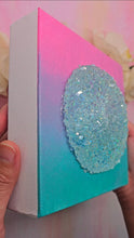 Load image into Gallery viewer, 6x6 inch Crystal Donut Resin Art on Canvas