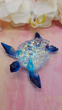 Load image into Gallery viewer, 4.2 inch Resin Crystal Sea Turtle in Saphire/Deep Purple with Irredescent Shell