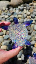 Load image into Gallery viewer, 4.2 inch Resin Crystal Sea Turtle in Saphire/Purple with Irredescent Shell