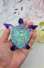 Load image into Gallery viewer, 4.2 inch Resin Crystal Sea Turtle in Blue/Purple with Irredescent Shell