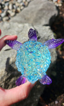 Load image into Gallery viewer, 4.2 inch Resin Crystal Sea Turtle in Blue/Purple with Irredescent Shell