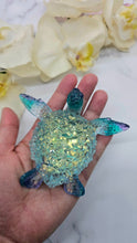 Load image into Gallery viewer, 4.2 inch Resin Crystal Sea Turtle in Green/Blue/Purple with Irredescent Shell