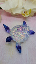 Load image into Gallery viewer, 4.2 inch Resin Crystal Sea Turtle in Saphire/Purple with Irredescent Shell