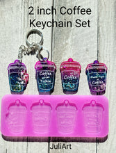 Load image into Gallery viewer, 2 inch Coffee Keychain Set Silicone Mold for Resin casting