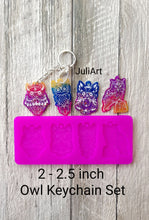 Load image into Gallery viewer, 2 - 2.5 inch Owl Keychain Set Silicone Mold for Resin casting