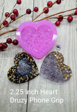 Load image into Gallery viewer, 2.25 inch Heart Druzy Phone Grip Silicone Mold for Resin