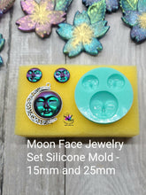 Load image into Gallery viewer, Moon Face Jewelry Set Silicone Mold for Resin casting - 15mm and 25mm