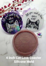 Load image into Gallery viewer, 4 inch Cat Love Coaster Silicone Mold for Resin casting