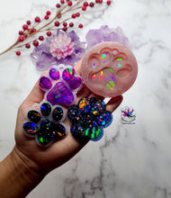 Load image into Gallery viewer, 2.25 inch HOLO Paw Print (with hole) Silicone Mold for Resin