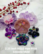 Load image into Gallery viewer, 2.25 inch HOLO Paw Print (with hole) Silicone Mold for Resin