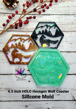 Load image into Gallery viewer, 4.5 inch HOLO Hexagon Wolf Coaster Silicone Mold for Resin
