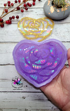 Load image into Gallery viewer, 4.75 inch HOLO Rose Heart Coaster Silicone Mold for Resin