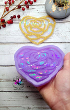 Load image into Gallery viewer, 4.75 inch HOLO Rose Heart Coaster Silicone Mold for Resin