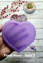 Load image into Gallery viewer, 4.75 inch Floral Heart Coaster Silicone Mold for Resin casting