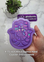 Load image into Gallery viewer, 4.75 inch HOLO Hamsa Hand Coaster Silicone Mold for Resin