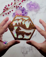 Load image into Gallery viewer, 4.5 inch HOLO Hexagon Wolf Coaster Silicone Mold for Resin