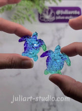 Load image into Gallery viewer, 1.6 inch Druzy Turtle Pair Silicone Mold for Resin