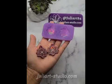Load and play video in Gallery viewer, 1.5 inch HOLO Poinsettia Earrings Silicone Mold for Resin