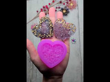 Load and play video in Gallery viewer, 2.25 inch Heart Druzy Phone Grip Silicone Mold for Resin