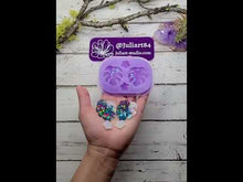 Load and play video in Gallery viewer, 1.5 inch HOLO Monstera Earrings Silicone Mold for Resin