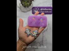 Load and play video in Gallery viewer, 1.5 inch HOLO Gingerbread Man Earrings Silicone Mold for Resin