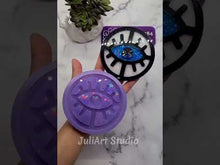 Load and play video in Gallery viewer, 4 inch HOLO Evil Eye Coaster Silicone Mold for Resin