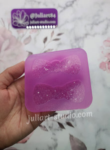 2.75 inch Druzy BOW Hair Clips Silicone Mold for Resin