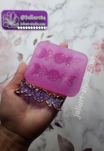 3 inch Druzy MOON PHASE Hair Clips Silicone Mold for Resin