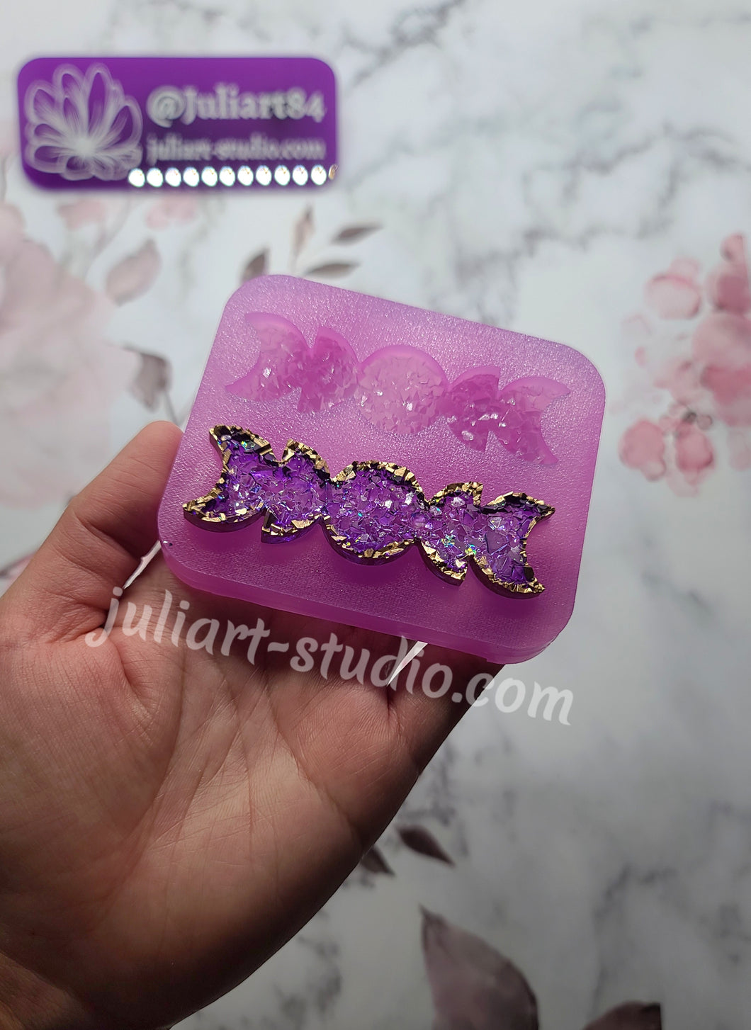 3 inch Druzy MOON PHASE Hair Clips Silicone Mold for Resin