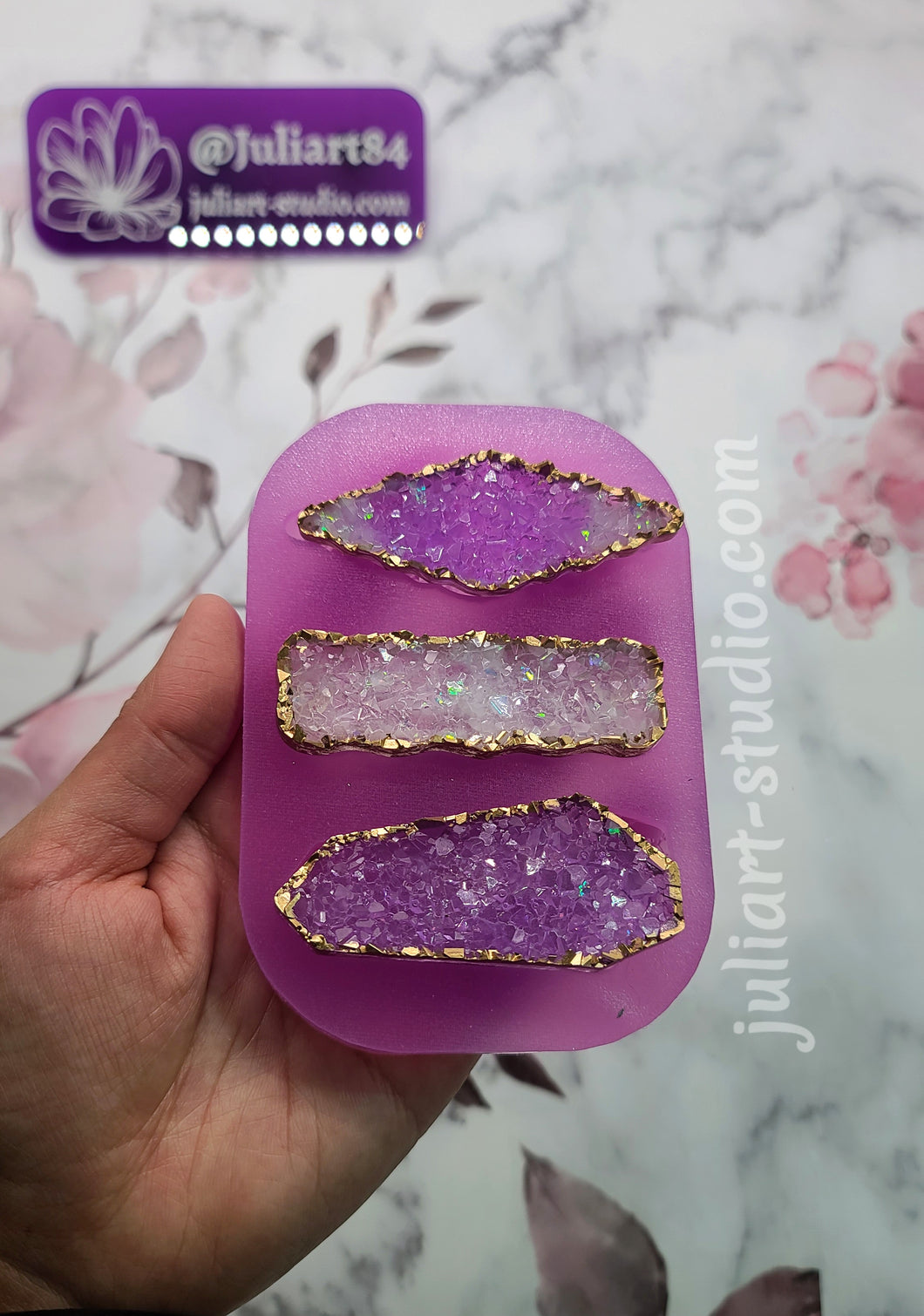 2.75 inch Druzy Hair Clip Palette Silicone Mold for Resin