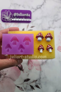 3D Mushroom Stud Earrings Silicone Mold for Resin