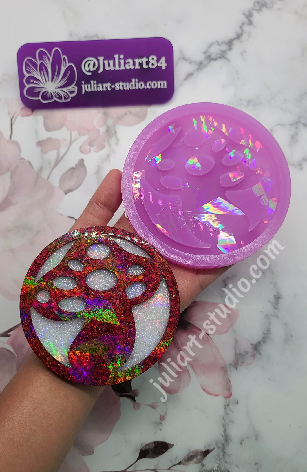 4 inch HOLO Mushroom Coaster Silicone Mold for Resin