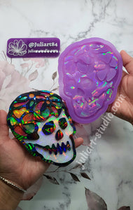 5.5 inch HOLO Floral Skull Silicone Mold for Resin